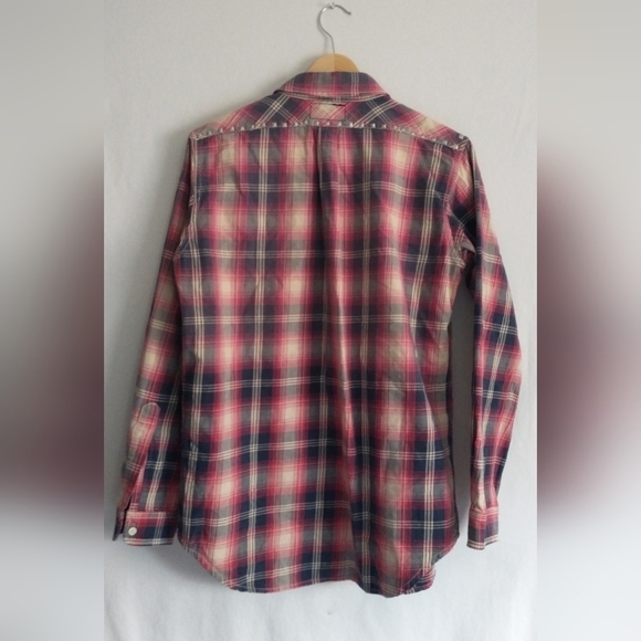 Anthropologie Current/Elliott Plaid Studded Collared Flannel Shirt Size Medium - Picture 9 of 11